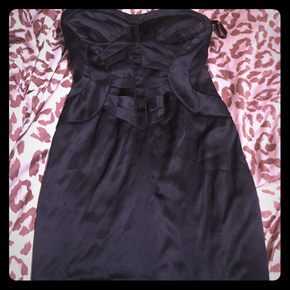 Black strapless zip up dress